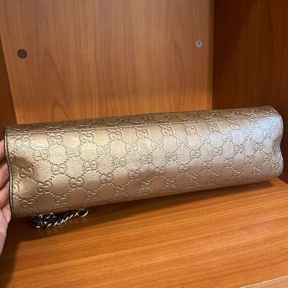 Gucci Metallic Gold Guccissima Leather Large Emily Chain Shoulder Bag - Picture 13 of 16